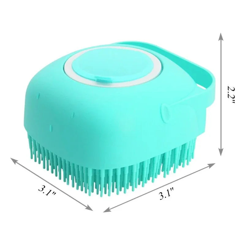 Escova de Shampoo para Cães 80ml, Pente de Massagem para Gatos, Esfregador para Higiene no Banho, Pelo Curto, Borracha de Silicone Macia.